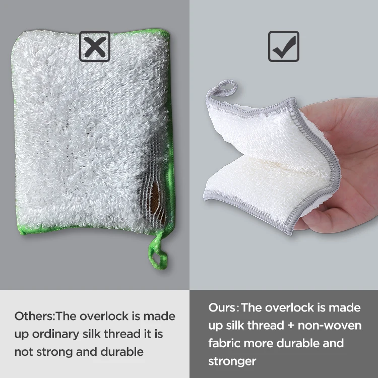 Бамбуковые натуральные впитывающие губки, кухонные чистящие губки, многоразовые губки для мытья посуды