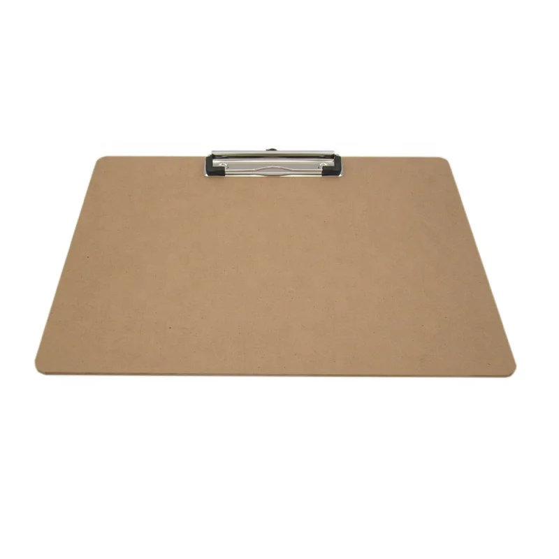 A4 letter size horizontal recycled hardboard clipboard MDF clipboard with low profile clip for office
