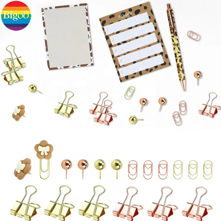 Fancy customized stationery set with notepads binder clips in gift box for school office supplies