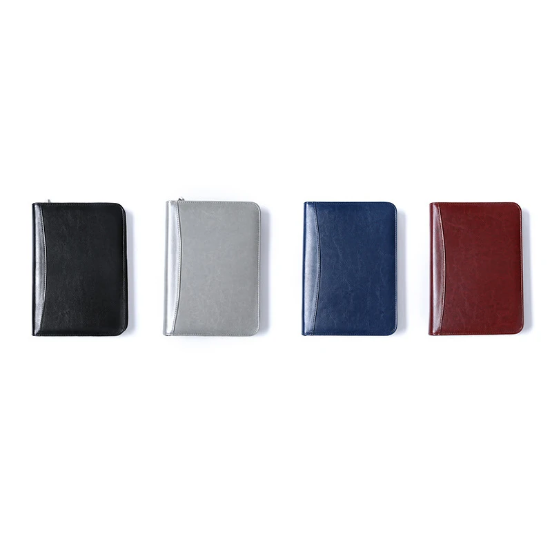 Amerpromo PU Leather Notebook Portfolio Folder Zipper Money Organizer for Cash with Binder Cash Envelopes & Calculator