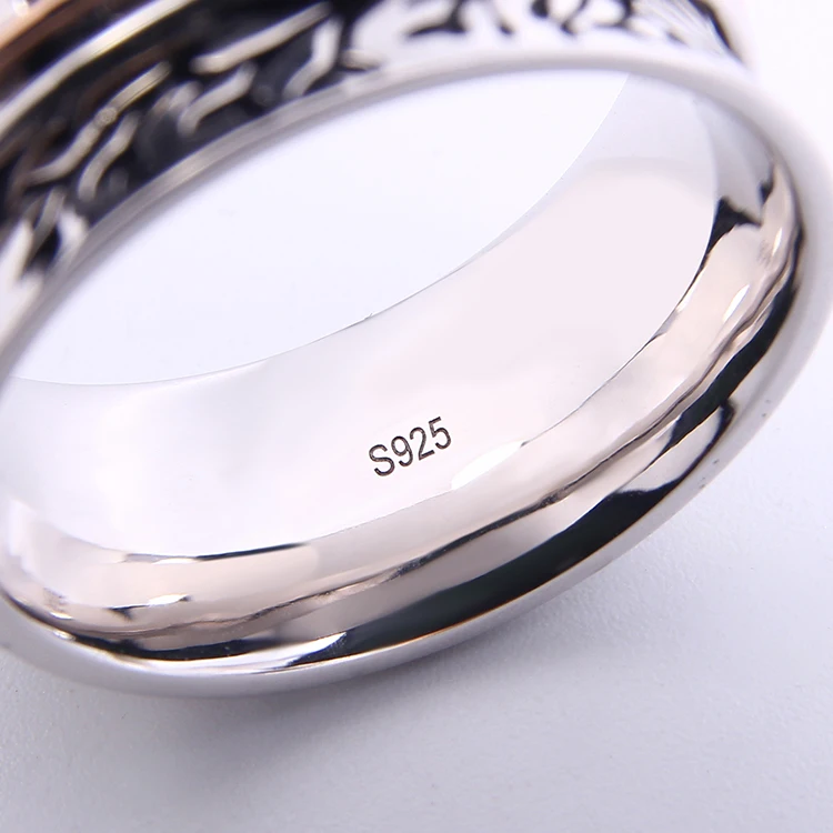 925 sterling silver never fade double color wide band life tree spinner ring