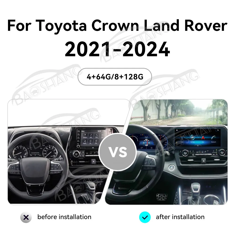 24.6'Carplay+Virtual Cockpit For Toyota Crown Land Rover 2021-2024 Android13 Stereo Multimedia Player GPS Navi Auto Dual Screen