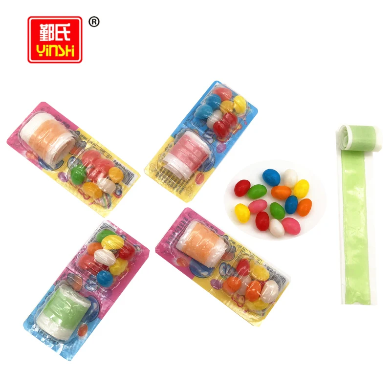 Gummy Roll with Jelly Bean in Blister Pack Combination Candy