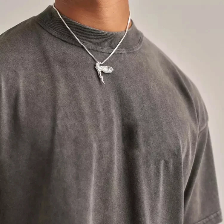 Heavy  weight 100% cotton oversized fit crewneck short sleeve jersey acid wash vintage t shirt