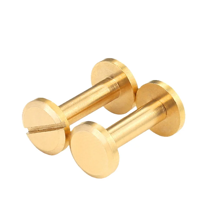Copper Plated Male And Female Screw Account Book Butt Side Lock Screw Nut Album Stainless Steel Chicago Screw Double Cap Rivet