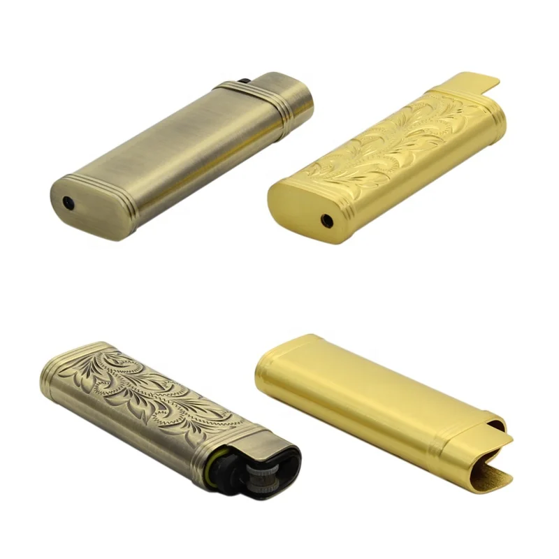 Chinese Factory Free Design Cigarette Lighter Case And Cigarette Holder Metal Cover Lighter Cover Sleeves Smoking Accessories
