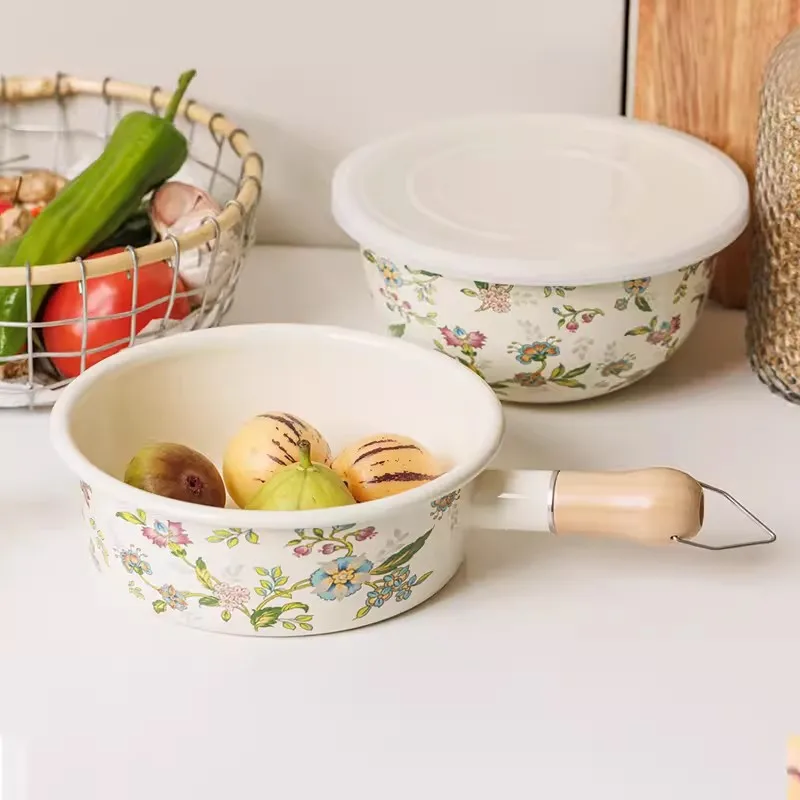 New style 20cm vintage high quality Janpan style cooking pot enamelware fry pan