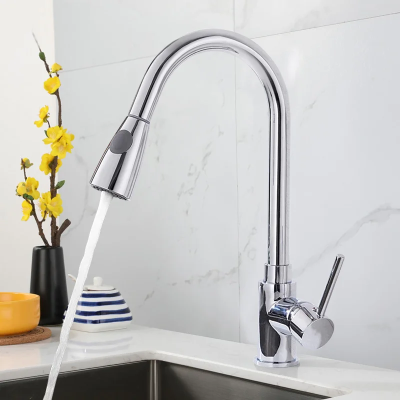 2021 faucet kitchen sink black stainless steel 304 water tap modern kitchen taps brass pull out kitchen mixer sink faucets