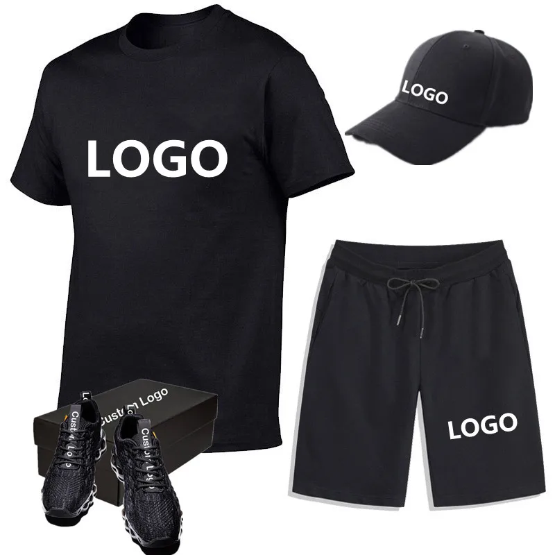 Custom sweatsuits with logo Mens 2021 short sets sweatsuit vendor joggers suits men summer cotton shorts set