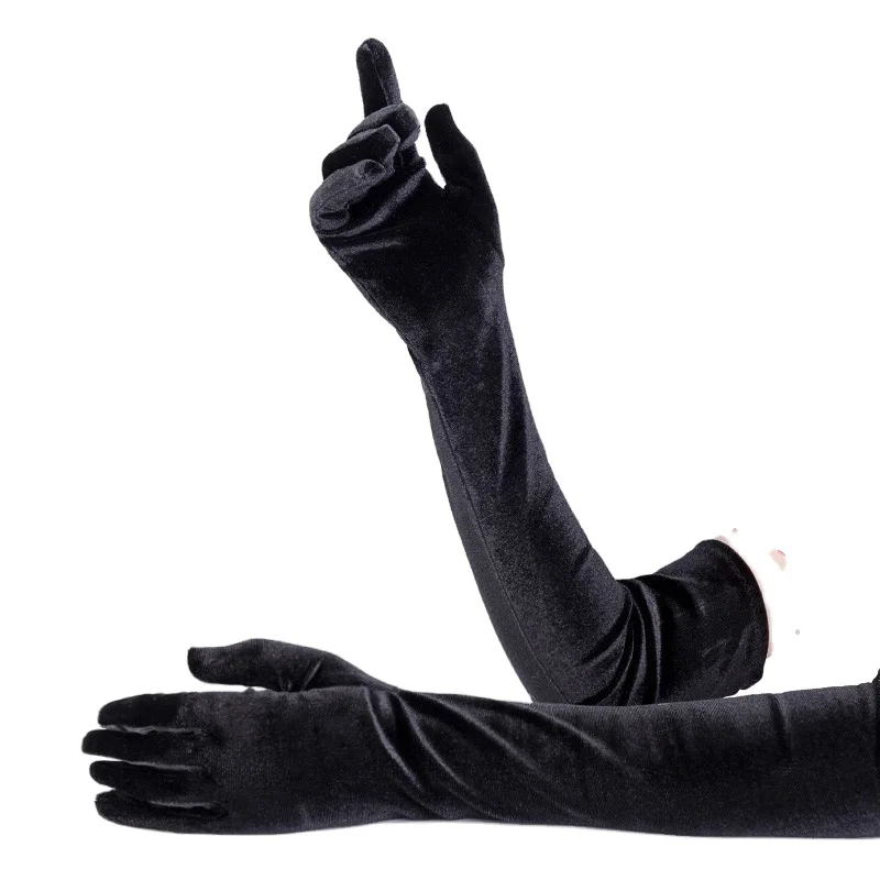 Golden velvet etiquette gloves golden velvet evening dress long gloves golden velvet warm long gloves