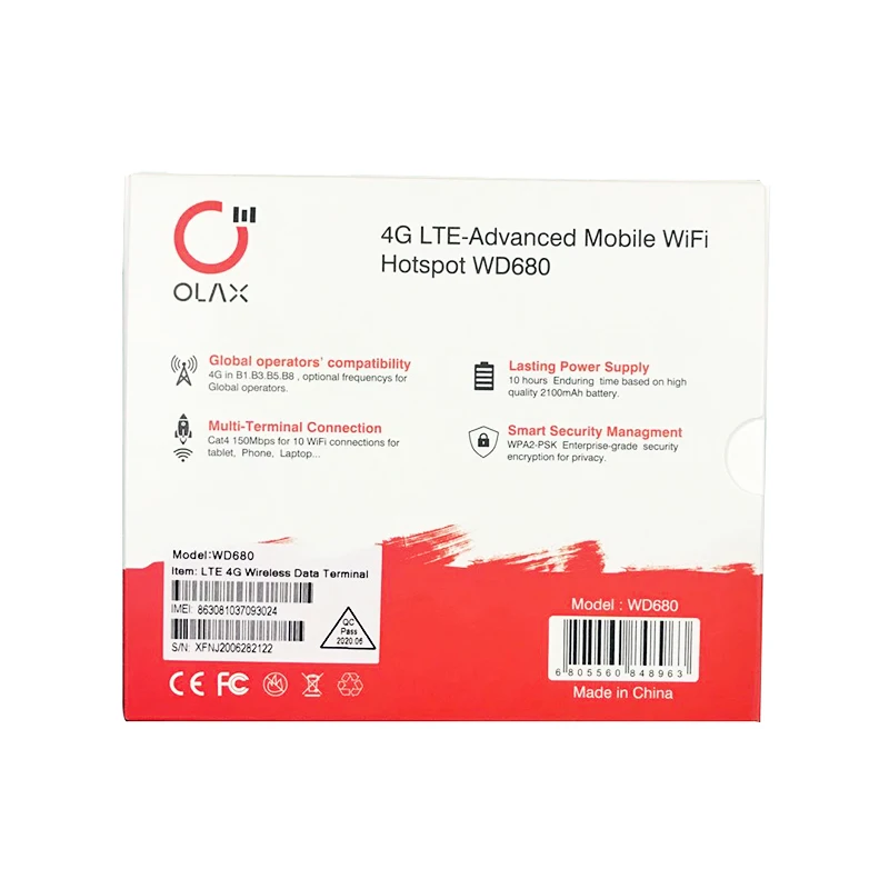 OLAX WD680 2020 Новый 4G Портативный wifi роутер с слотом sim MTC