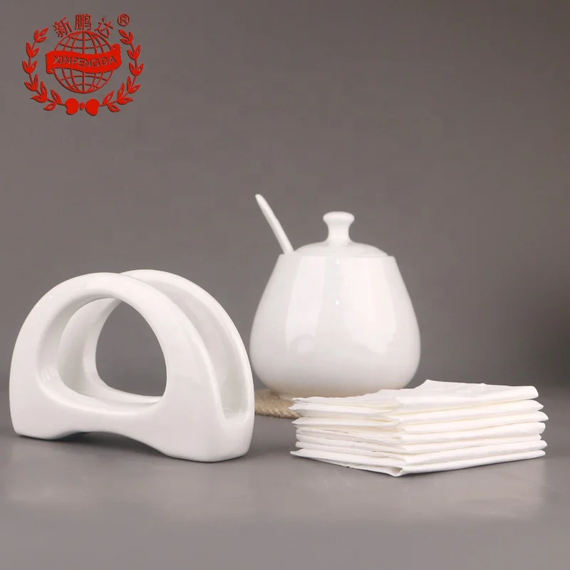 High quality White round Design Bone China Sugar Pot Ceramic sugar jar with spoon