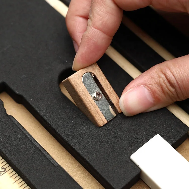 Cost-effective stationary set include ruler, pen, pencil, eraser, pencil sharpener, notepad and sticky note