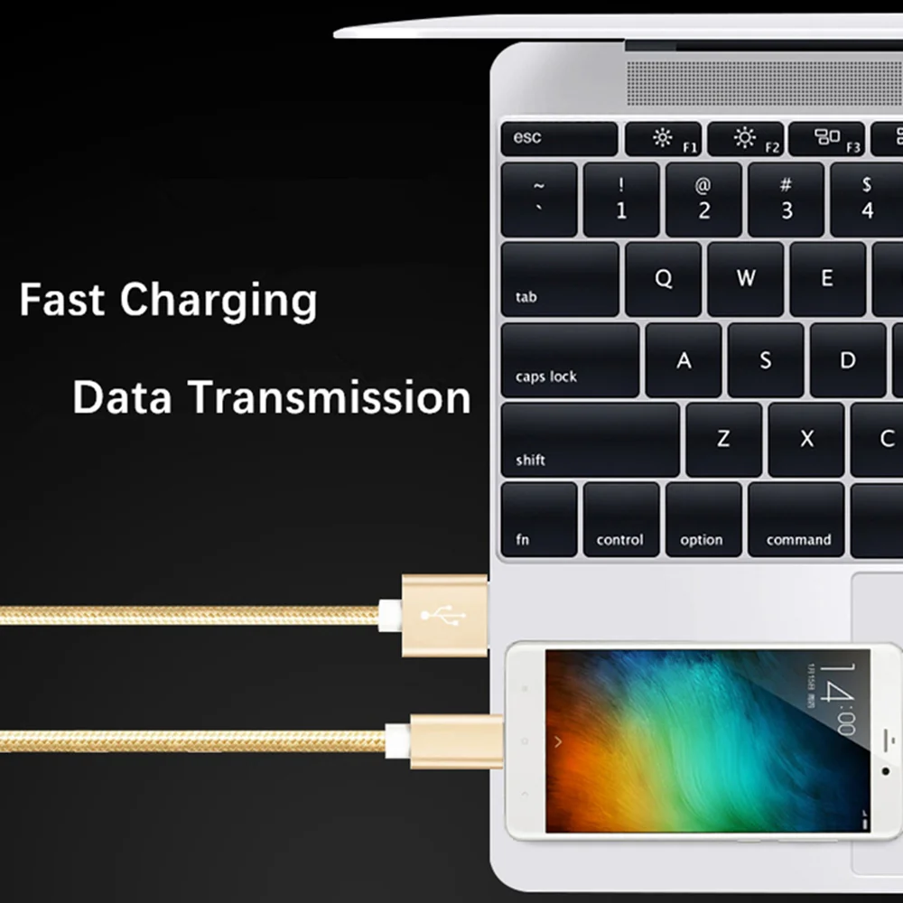 
1M Android Micro USB Cable Nylon Braided Fast Charging Data Charger V8 