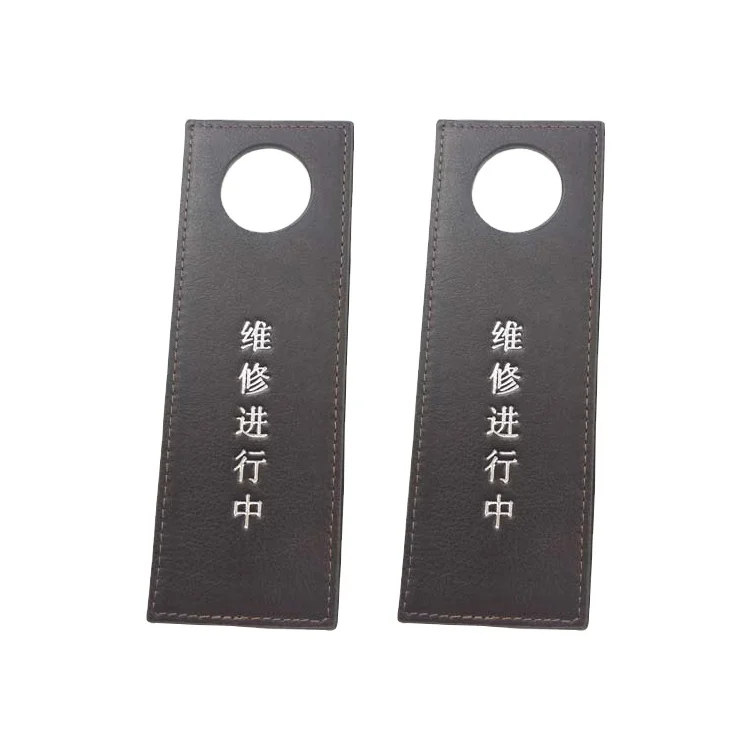 Custom PU leather door handle hang tag sign suitable for home office, hotel, classroom business