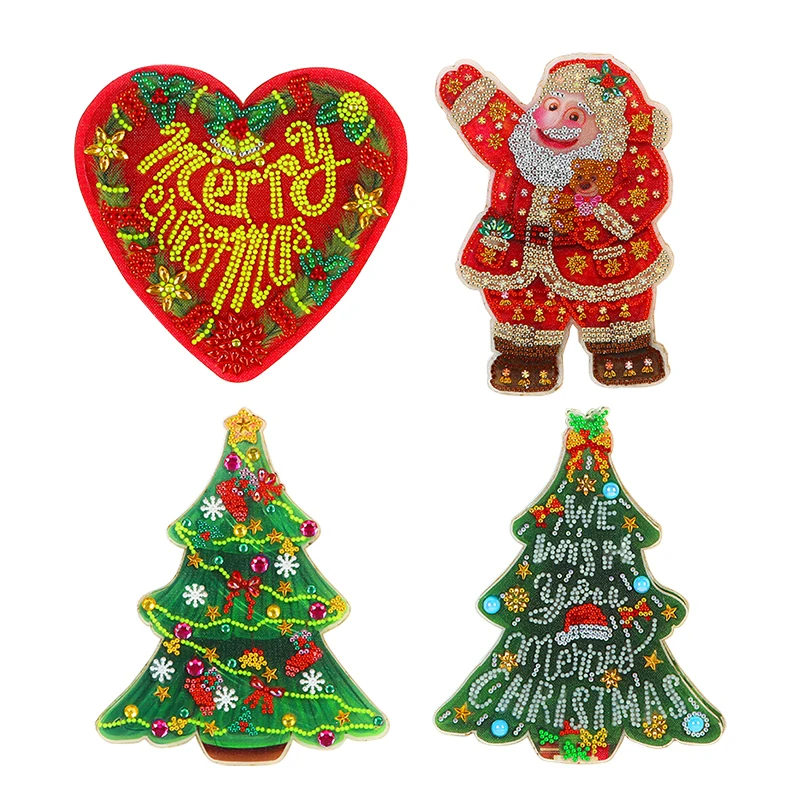 Factory Wholesale Diy Diamond Painting Led Christmas Lights Pendant Window Decorations Handmade Diamond Art