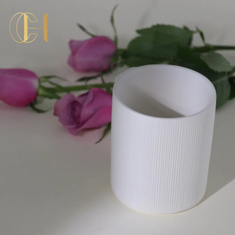 C&H Novelty Creative Decorative Candle Jar Ceramic Pottery Empty Candle Container Vessel For Summer