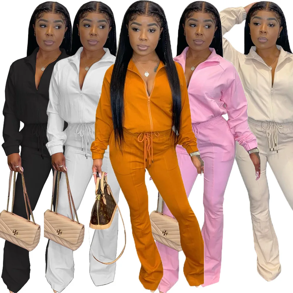 New Arrival Fashion Women Clothes Solid Color Long Sleeve Sweatshirt and Pants Set Ladies Casual Tracksuit Custom Logo Casual