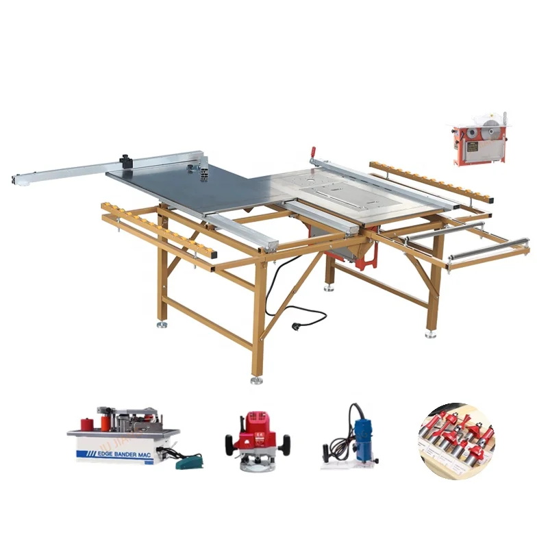 Wholesale sliding for woodking machine wood saw machine cutting machine Mini panel saw with portable folding aluminum table