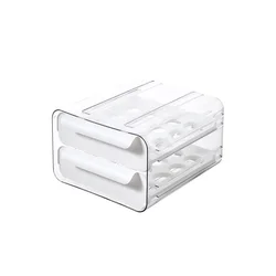 Штабелируемый кухонный органайзер для холодильника, контейнер для хранения пищевых продуктов, прозрачный контейнер для хранения пищевых продуктов, корзина со сливным лотком