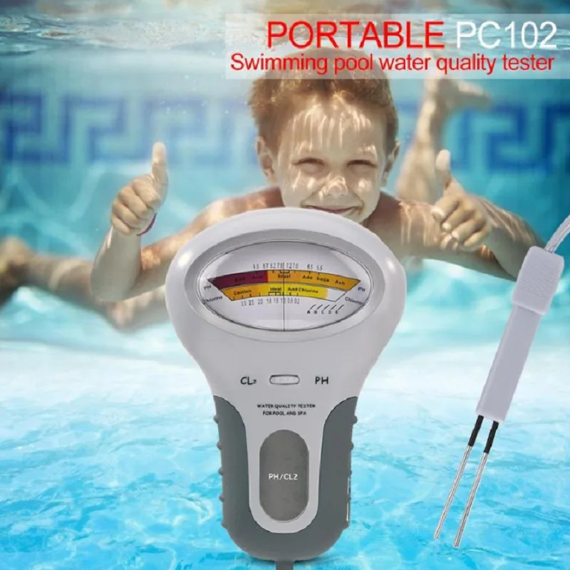 2 in 1 PH Chlorine Meter Tester PC-102 PH Tester Chlorine Water Quality Testing Device CL2 Measuring For Pool Aquarium