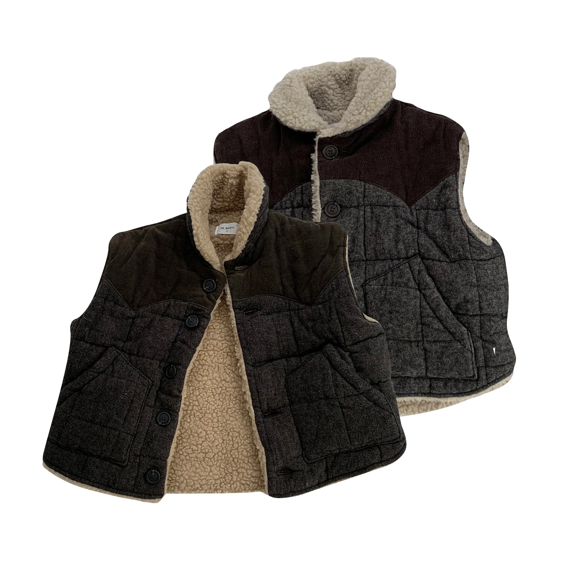 
DE MARVI Boys Girls Fur Warm Padded Vest Toddler Kids Winter Clothing MADE IN KOREA 