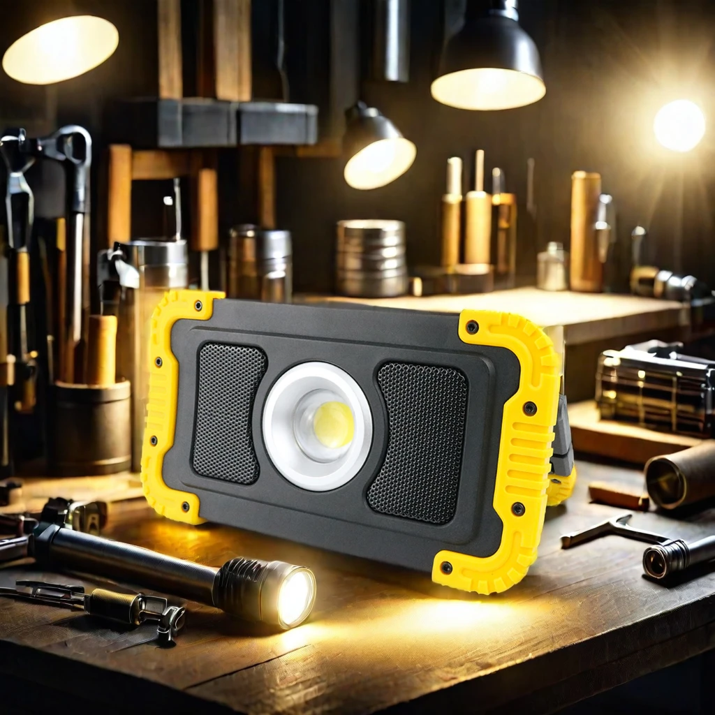 Newest Audio Hi-Fi 8000 Mah Lithium Battery 20w Work light speaker Car Repairing rechargeable Portable COB led work light