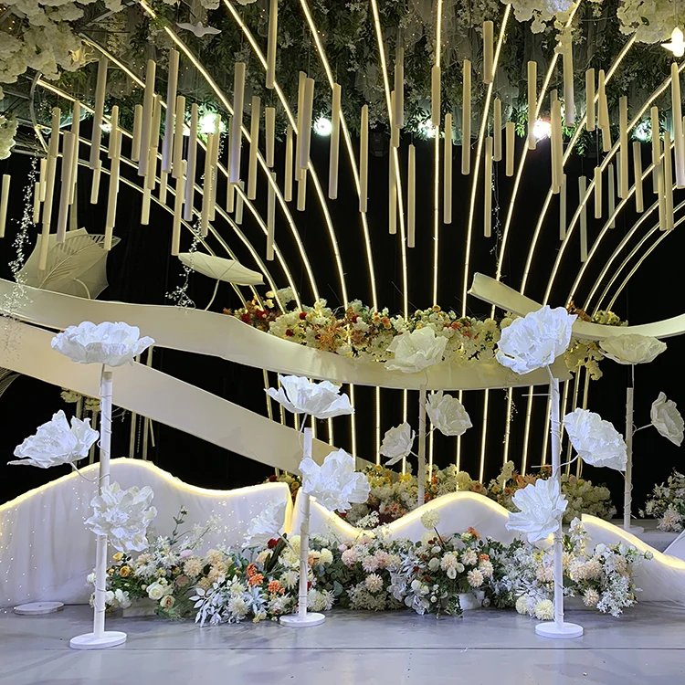 Wedding Stage Giant Paper Artificial Roses Flower Stand Decorative Artificial Flowers