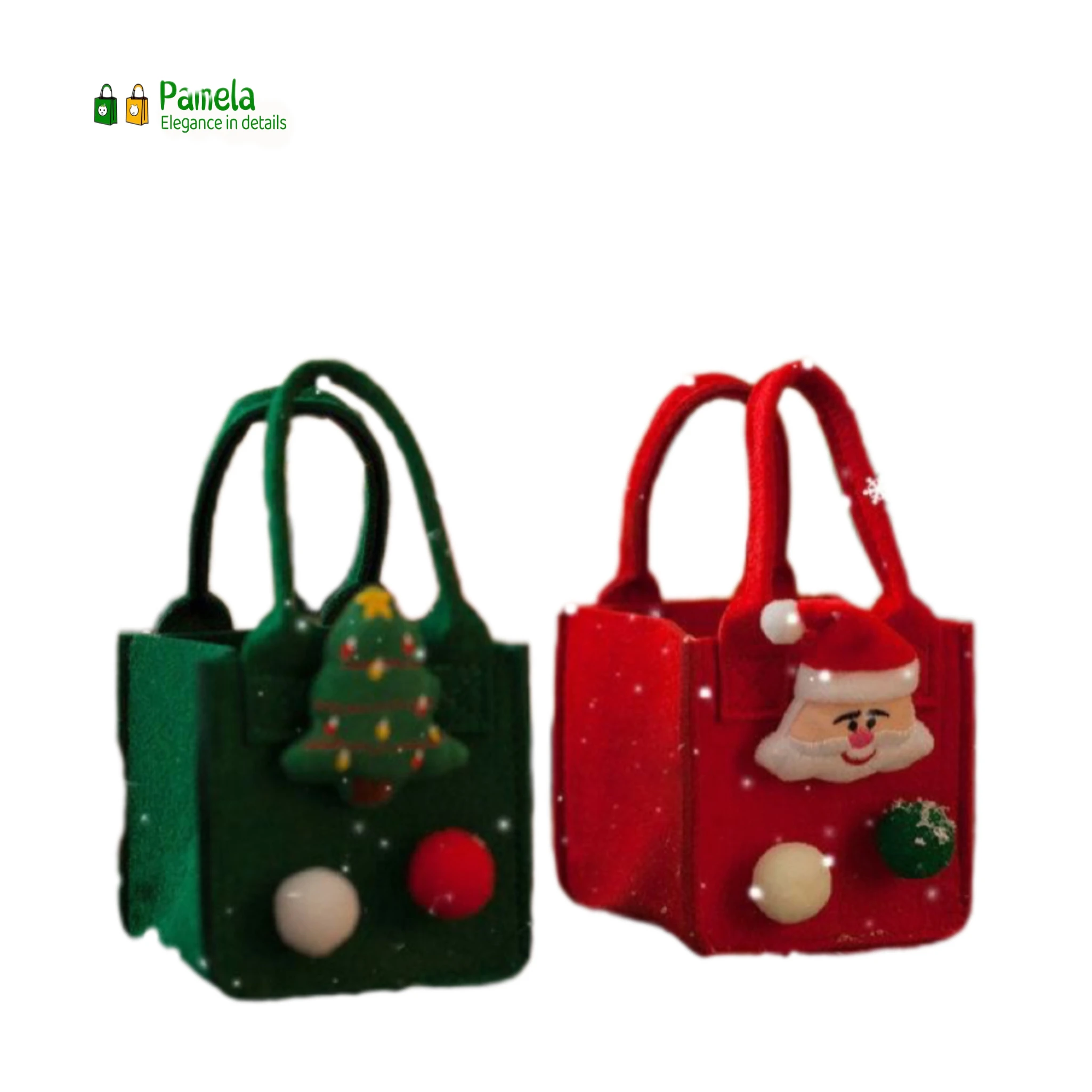 Custom Lovely Logo Eco-friendly Wool Felt Tote Christmas New Year Shopping Bag as Gift