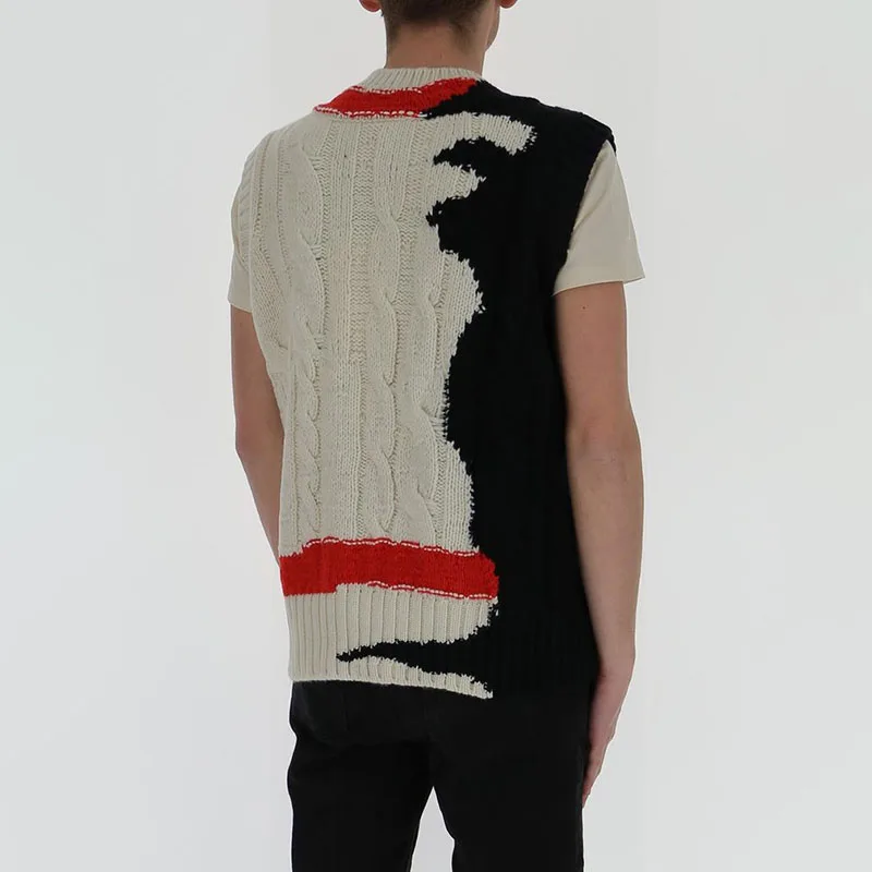 
OEM Factory Custom Jacquard Long Sleeve Knitted Sweater Vest Mens Long Sleeve Knitted Cotton Sweater Pullover 