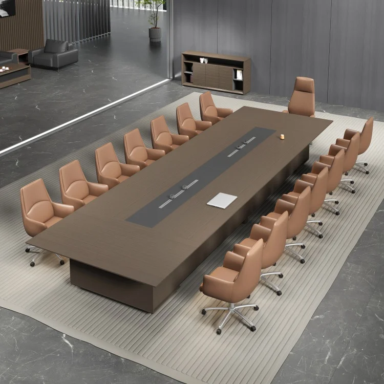 High End E1 Level Mdf Mfc Wooden Dual Power Rail Power Supply Conference Meeting Table