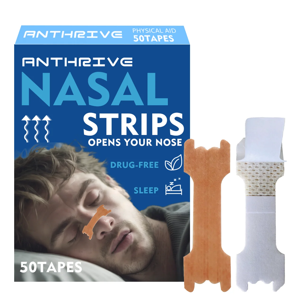 Anthrive Hot Sale 55*17mm Stop Snoring And Breath Right Wholesale Better Breath Nasal Strips
