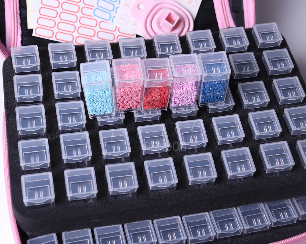 100 Square Bottles Container Bag Jewelry Box Cosmetic Bag Diamond Painting Storage Box Accessories Tools Carry Case