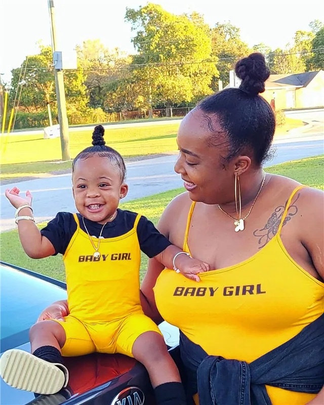 Solid Color Baby Girl Mommy And Daughter Matching Sets Family Matching Outfits Mommy And Me Clothing Summer Outfits