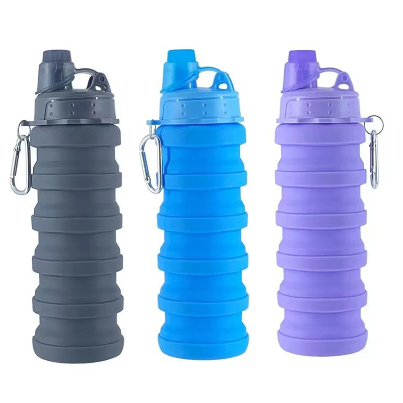 17oz Collapsible Water Bottle BPA Free Leak-Proof Silicone Foldable Water Bottle for Travel Gym Camping Hiking