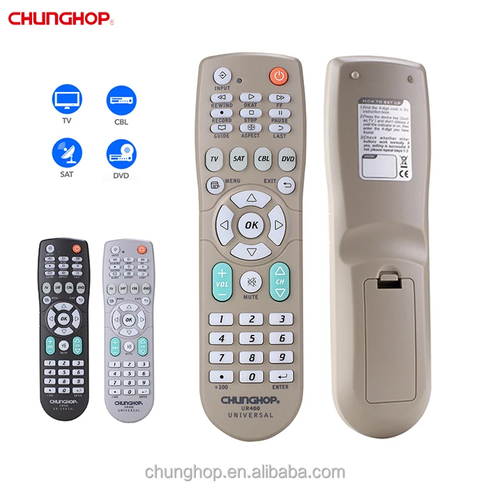 Универсальный пульт дистанционного управления Chunghop UR400 4 в 1 для ТВ/SAT/DVD/CBL инфракрасный телевизора с функцией