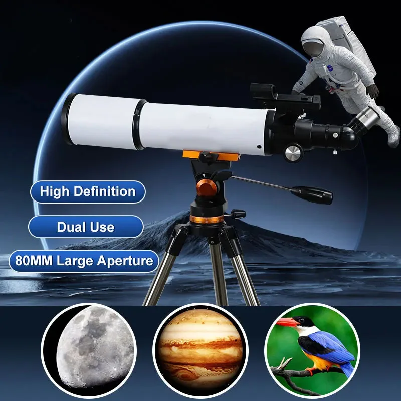 80500 Refracting Astronomical Telescope Professional High Definition Camping Monocular with Stainless Steel Tripod