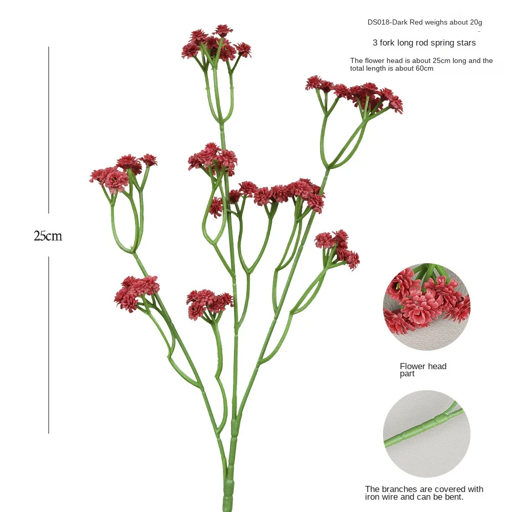 Three fork long pole full star flower simulation outdoor greening project wedding bouquet hotel restaurant so