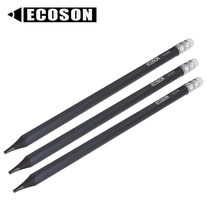 High Quality Matte Black Finish Silver Ferrule #2 HB Graphite Lead Hexagonal Sharpened Black Wood Pencil With Black Eraser Bulk