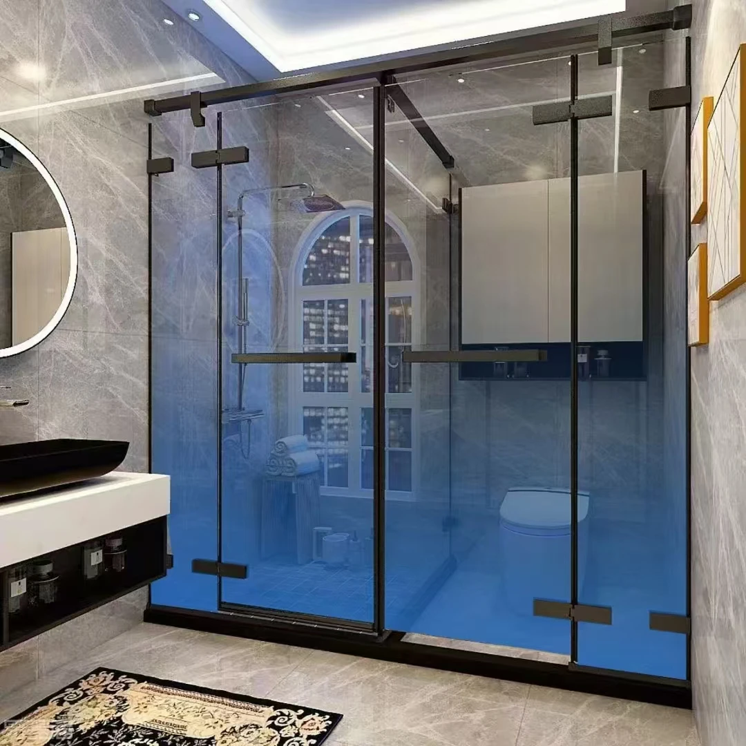 Hydrorelax Blue Gradient Curved Glass RoomSafety Tempered Laminated Glass for Shower Enclosures
