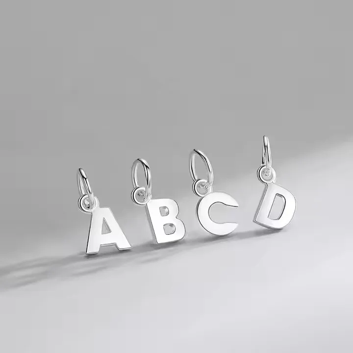 DIY Jewelry Making High Polish 925 Sterling Silver Letter Charms A-Z Initial Letters Pendant For Necklace Wholesale 2022