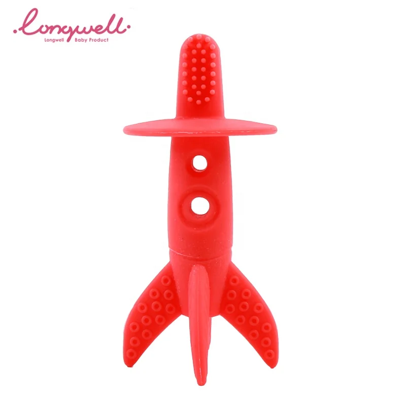 
Ningbo Longwell Cool Rocket Tooth Brush Silicone Bristles Massage Point Sensory Training Newborn Baby Teething Toys Teether 