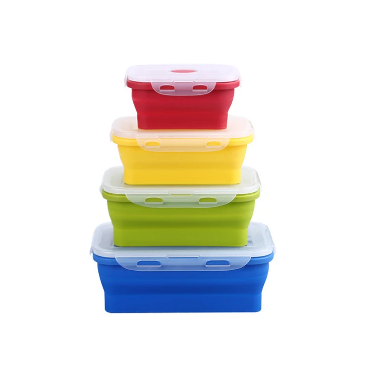 New pattern Bento box Silica Gel lunch box Portable Reusable Kitchen Folding Lunch Box  Food Storage Container