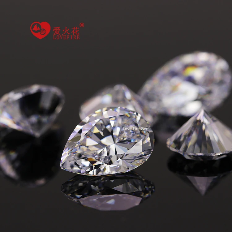 professional making 5a in stock pear cut synthetic cz stone all size loose white cubic zirconia