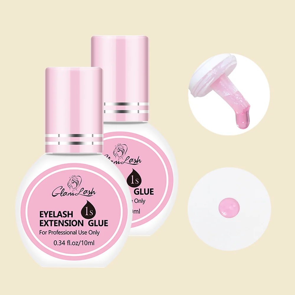 1s 1 second fast drying 10ml waterproof long lasting 45-50 days eyelash extension clear pink lash glue adhesive
