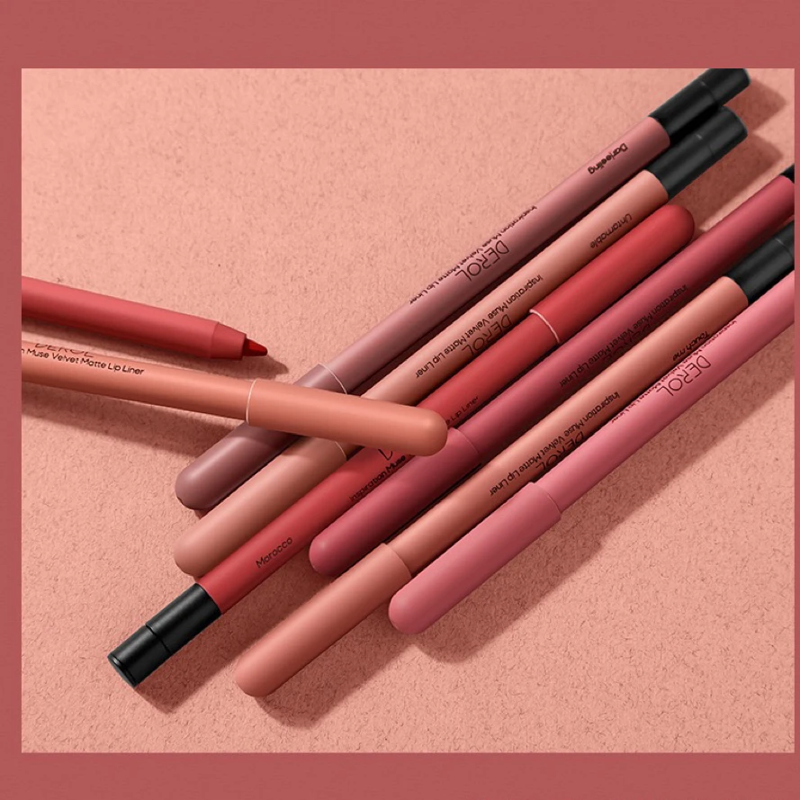 Retractable Smooth Application Creamy Color Slim Matte Gel Lip Liner Pencils