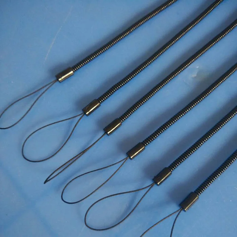 Elastic Spiral Spring Coil Strap Rope Lanyard Key Chain Black Accessories mobile phone rope pull cord rope