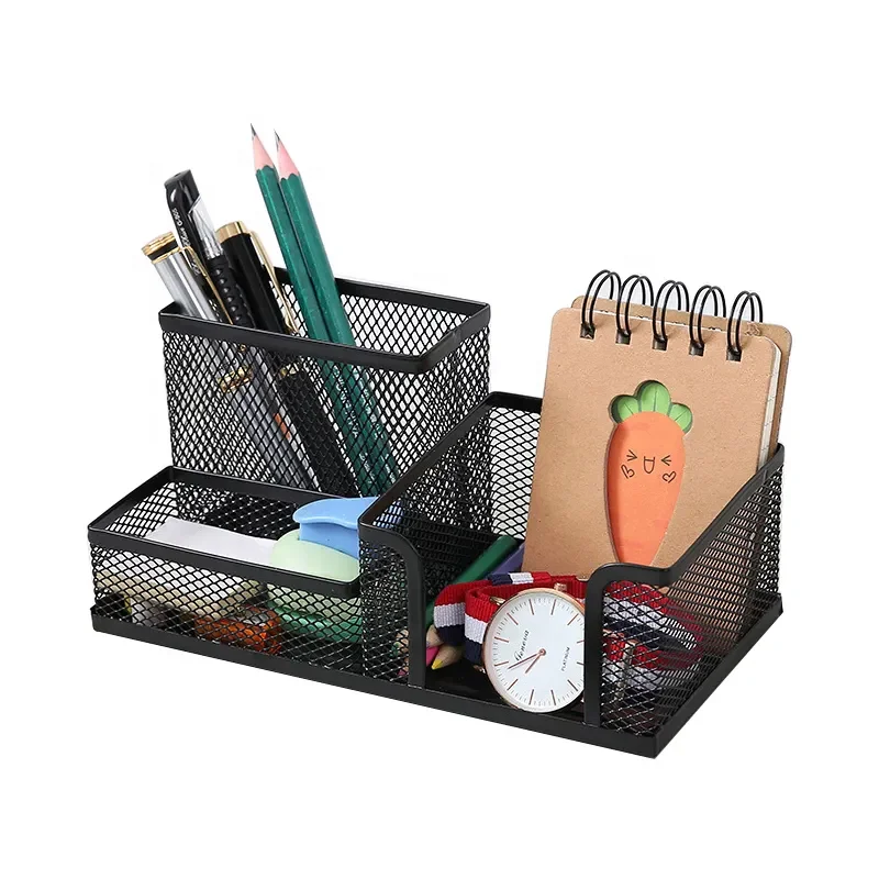 Office Supplies Metal Mesh Desktop Office Accessories Desk Organizer With Pen Holder