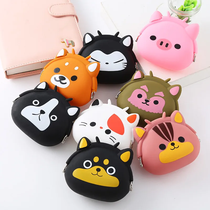 DICHOS Creative Animal Cartoon Clip Change Purse Lovely Silicone Key Storage Bag for Children and Elderly Cute Coin Purses