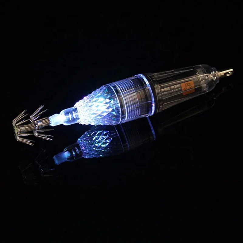 12cm 17cm Waterproof Night Fishing Tackle Colorful Plastic Fishing Tackle LED Squid Fishing Light With Octopus Hooks